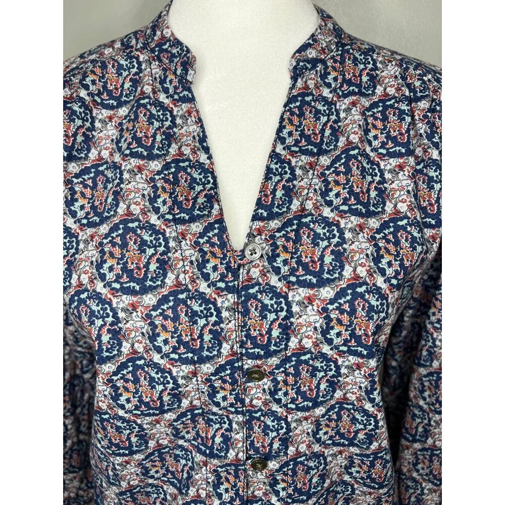 Lands End Womens Floral Pattern Button-Up Blouse Pleated Back Size 6 - Picture 3 of 11